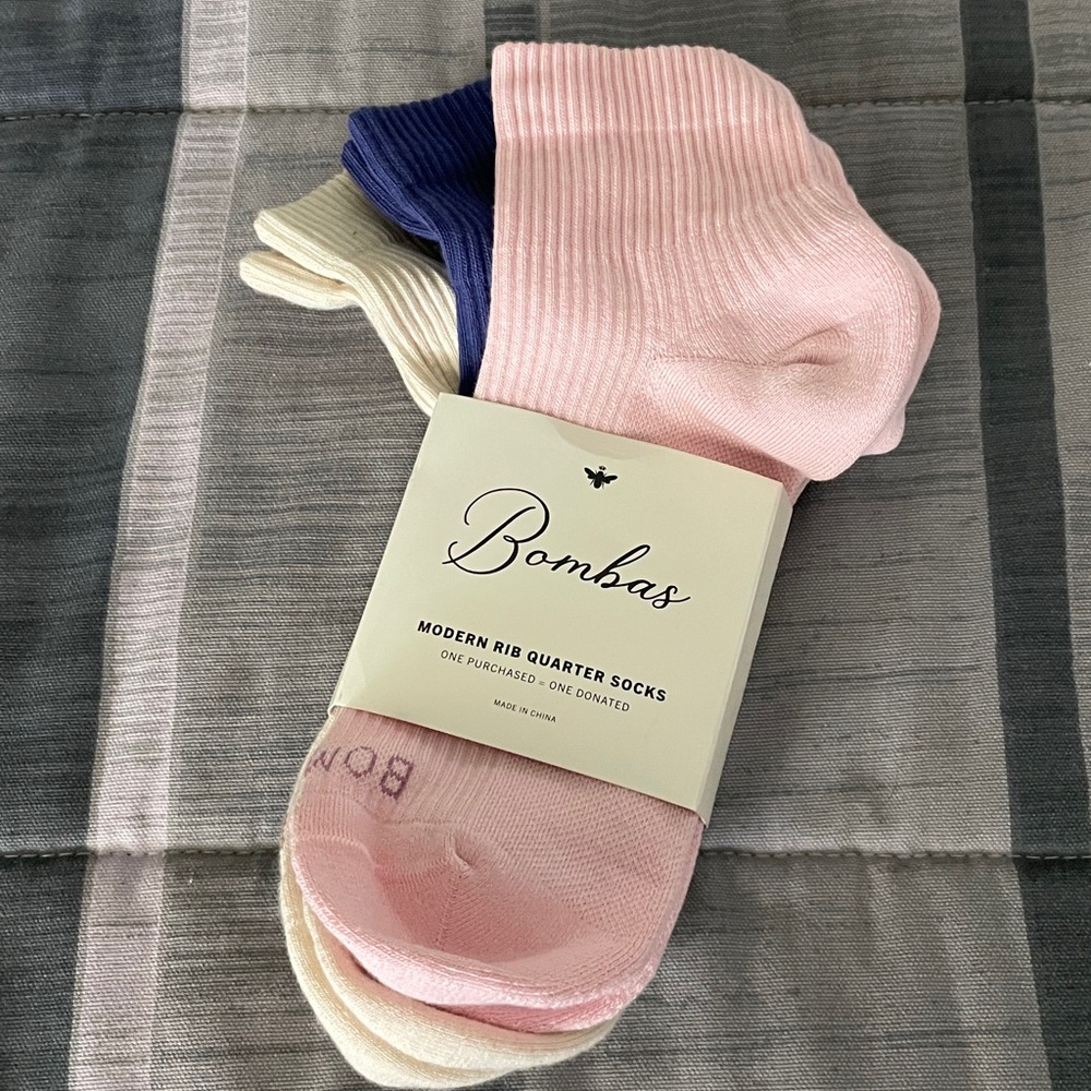 Bombas Modern Rib Quarter Socks 3-pack size Medium
